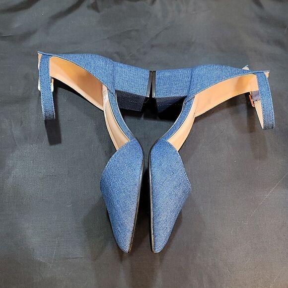 BRAND NEW WOMEN'S POINTED TOE ANKLE STRAP BUCKLE CHUNKY BLOCK HEEL SANDAL - Picture 11 of 15